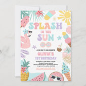 Splash In De Zon Tropisch Strand Verjaardagsfeest Kaart (Voorkant)