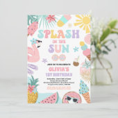 Splash In De Zon Tropisch Strand Verjaardagsfeest Kaart (Staand voorkant)