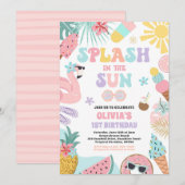 Splash In De Zon Tropisch Strand Verjaardagsfeest Kaart (Voorkant / Achterkant)