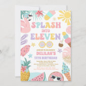 Splash In Elf Tropisch Strand 11e Verjaardag Kaart (Voorkant)