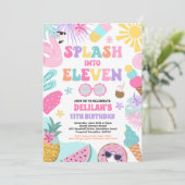 Splash In Elf Tropisch Strand 11e Verjaardag Kaart (Staand voorkant)