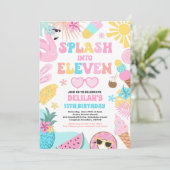 Splash In Elf Tropisch Strand 11e Verjaardag Kaart (Staand voorkant)