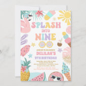 Splash In Negen Tropisch Strand 9e Verjaardagsfees Kaart (Voorkant)