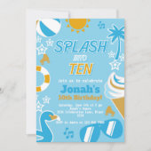 Splash In Tien Pool Party Verjaardag Jongen Zomer Kaart (Voorkant)