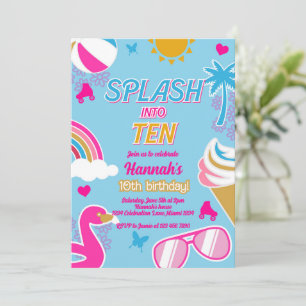 Splash In Tien Pool Party Verjaardag Meisje Zomer Kaart
