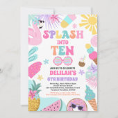 Splash In Tien Tropisch Strand 10e Verjaardagsfees Kaart (Voorkant)