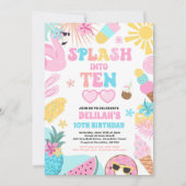 Splash In Tien Tropisch Strand 10e Verjaardagsfees Kaart (Voorkant)