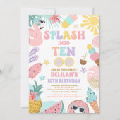 Splash In Tien Tropisch Strand 10e Verjaardagsfees Kaart (Voorkant)