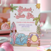 Splash in zes groovy retro 6e verjaardagsfeestje kaart