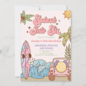 Splash in zes groovy retro 6e verjaardagsfeestje kaart (Voorkant)