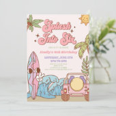 Splash in zes groovy retro 6e verjaardagsfeestje kaart (Staand voorkant)