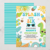 Splash In Zes Tropisch Strand 6e Verjaardagsfeestj Kaart (Voorkant / Achterkant)