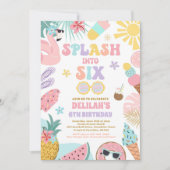 Splash In Zes Tropisch Strand 6e Verjaardagsfeestj Kaart (Voorkant)