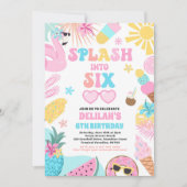Splash In Zes Tropisch Strand 6e Verjaardagsfeestj Kaart (Voorkant)