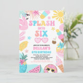 Splash In Zes Tropisch Strand 6e Verjaardagsfeestj Kaart (Staand voorkant)