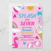 Splash in zeven Pool Party Verjaardag Meisje zomer Kaart (Voorkant)