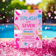 Splash in zeven Pool Party Verjaardag Meisje zomer