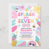 Splash In Zeven Tropisch Strand 7e Verjaardag Kaart (Voorkant)