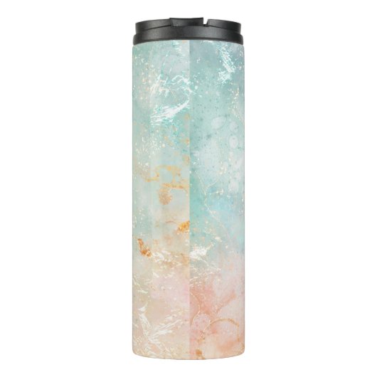 Splash Ink Waterverf Achtergrond, pastelkleurig Thermosbeker (Achterkant)