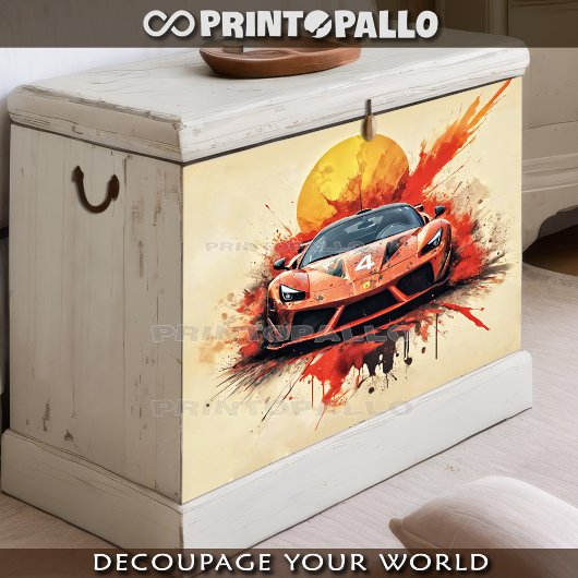 Splash-inkt GT3 Supercar bij zonsondergang Tissuepapier