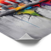 Splash inkt tekening met wolkenkrabber skyline poster (Hoek)