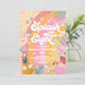 Splash Into Eight Summer Rainbow Sun 8th Birthday  Kaart (Staand voorkant)