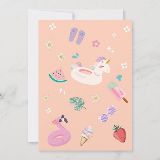 Splash Into Eight Summer Rainbow Sun 8th Birthday Kaart (Achterkant)