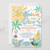 Splash Into Five Summer Party 5th Birthday Kaart (Voorkant)