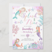 Splash Into Nine Mermaid Under The Sea Birthday Kaart (Voorkant)