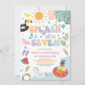 Splash Into Seven Pool Party Summer 7th Birthday Kaart (Voorkant)