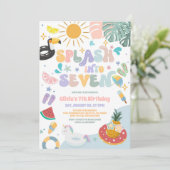 Splash Into Seven Pool Party Summer 7th Birthday Kaart (Staand voorkant)