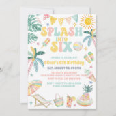 Splash Into Six Beach Party Summer 6th Birthday Kaart (Voorkant)