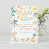 Splash Into Six Beach Party Summer 6th Birthday Kaart (Staand voorkant)