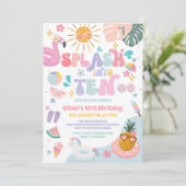 Splash Into Ten Pool Party Summer 10th Birthday  Kaart (Staand voorkant)