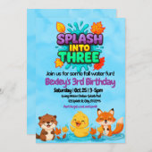 Splash Into Three Fall Water Fun birthday  Kaart (Voorkant / Achterkant)