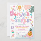 Splash Into Three Pool Party Summer 3rd Birthday Kaart (Voorkant)