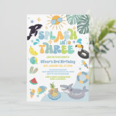 Splash Into Three Pool Party Summer 3rd Birthday  Kaart (Staand voorkant)