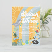 Splash Into Three Summer Rainbow Sun 3rd Birthday  Kaart (Staand voorkant)