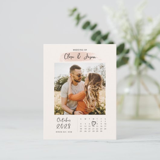 Splash kalender foto Opslaan de Datum uitnodiging (Staand voorkant)