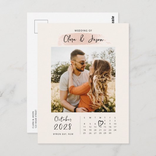 Splash kalender foto Opslaan de Datum uitnodiging (Voorkant / Achterkant)