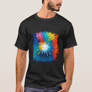 Splash kunst van kleurrijke verf. T-shirt ontwerp.