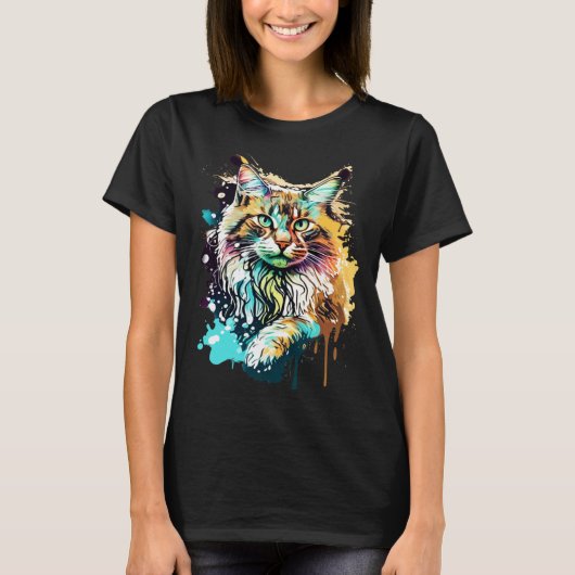 Splash Maine Coon Kat 1 T-shirt (Voorkant)