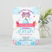 Splash Mermaid Birthday Bash uitnodiging (Staand voorkant)