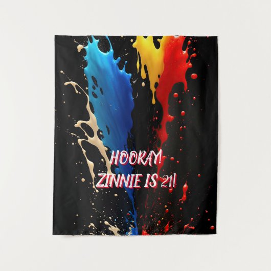 SPLASH met ROOD, GEEL en BLAUW Tapijt Wandkleed (Voorkant)