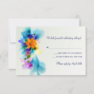 Splash of Color Reactiekaart RSVP Kaartje