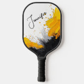 Splash of Gold voor Black Personal Name Pickleball Paddle (Achterkant)