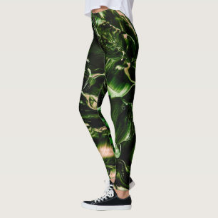 Splash of Poison Donker Groen & Beige Waves Leggings
