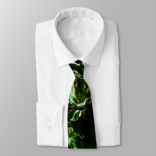 Splash of Poison Donker Groen & Beige Waves Stropdas (Gebonden)