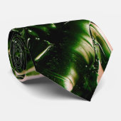 Splash of Poison Donker Groen & Beige Waves Stropdas (Opgerold)
