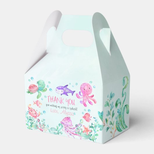Splash onder de Zee verjaardagsgunst box Bedankdoosjes (Voorkant Zijde)